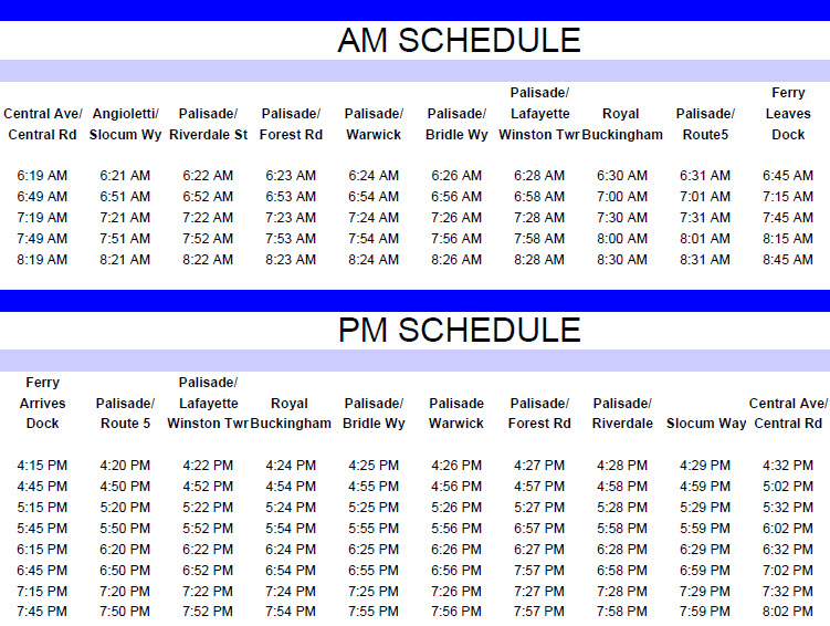 Fort Lee - Palisades Ave Shuttle Bus